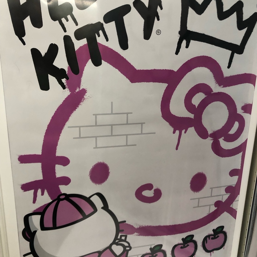 Hello Kitty Pink and Black Street Art Print